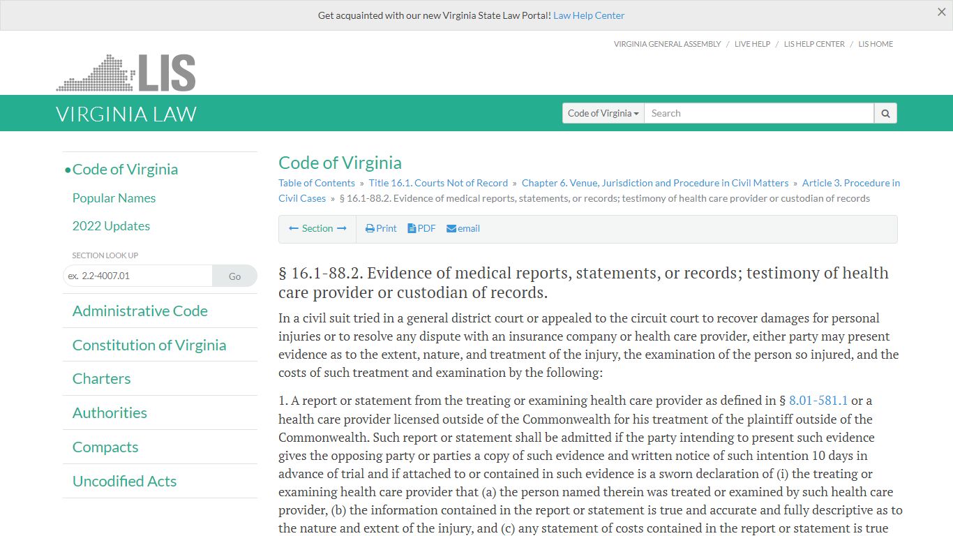 § 16.1-88.2. Evidence of medical reports, statements, or ... - Virginia